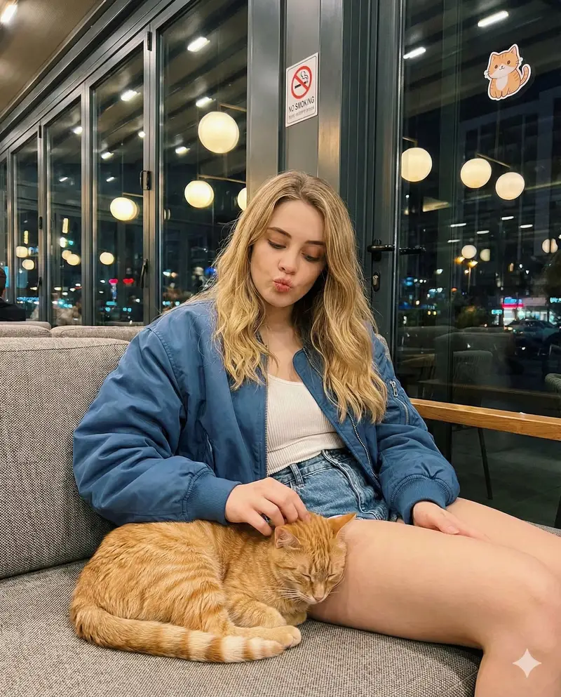 Preview of Candid cafe snapshot with a cat