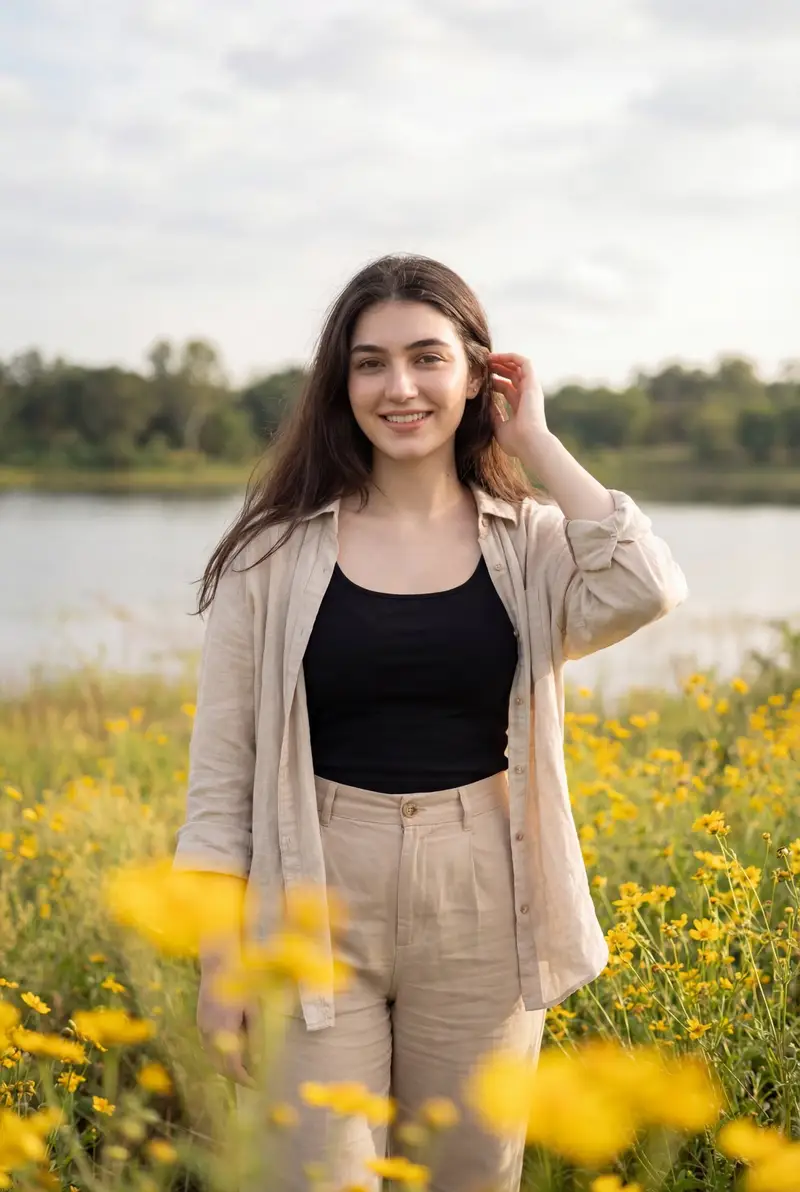 Preview of Photorealistic Portrait of Woman in Wildflowers