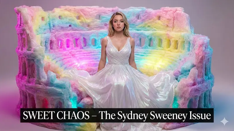 Preview of Surreal Sydney Sweeney Portrait in Cotton Candy Amphitheater
