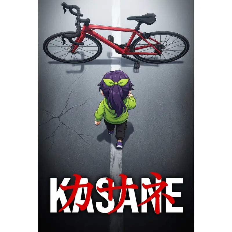 Preview of Anime Movie Poster Prompt: Chibi Character and Road Bike