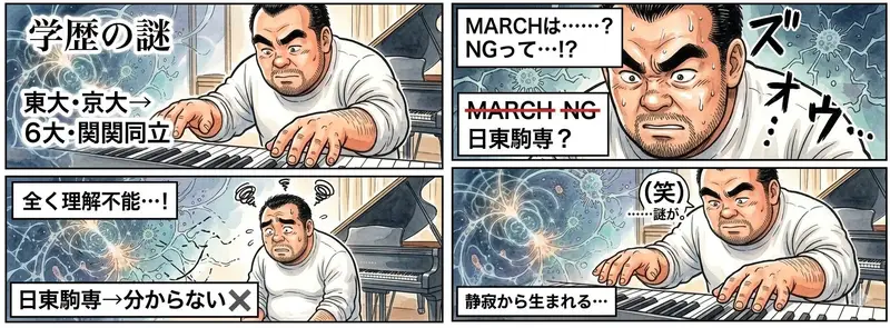 Preview of AI Image Generation Prompt for 4-Panel Manga: Academic Silence