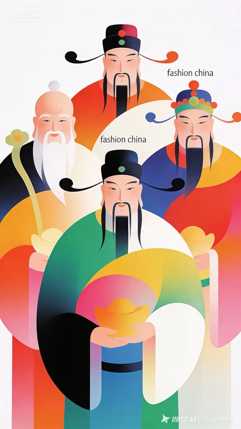 Preview of Vector Illustration for Five Gods of Wealth Red Packet Cover