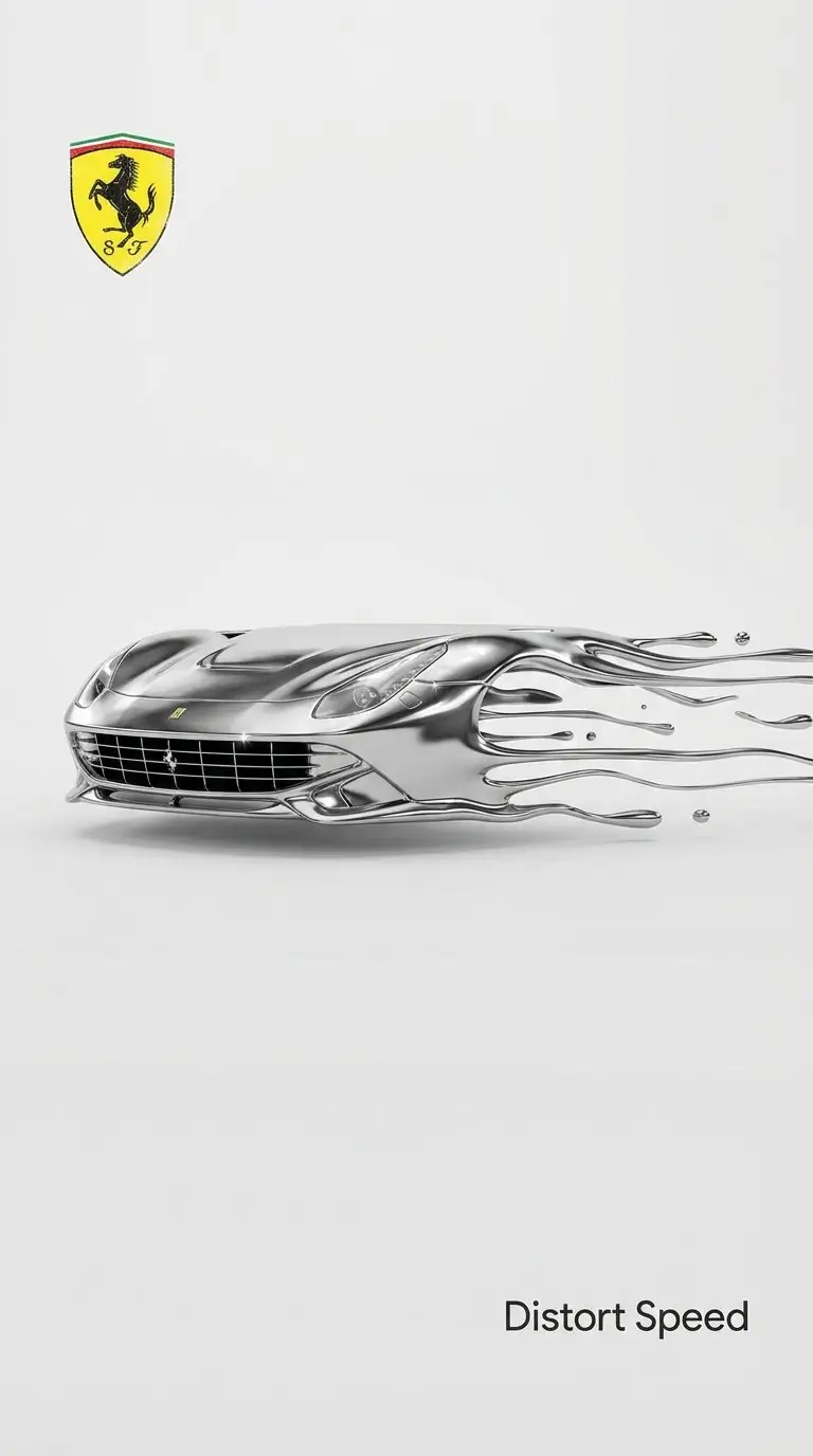 پیش‌نمایش Surreal Minimalist Ferrari Print Ad