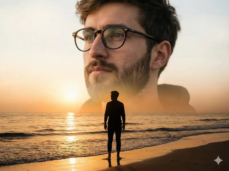 Preview of Cinematic Double-Exposure Beach Portrait