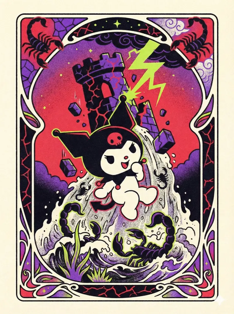 Preview of Sanrio Tarot Card Risograph Simulation