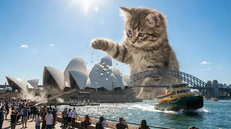 Preview of Kaiju Kitten Destroying Sydney Waterfront