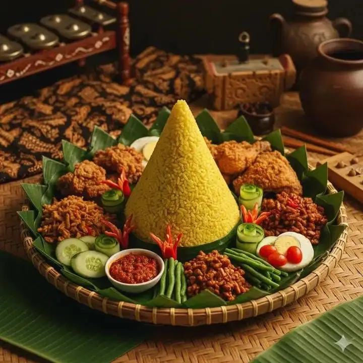 پیش‌نمایش Authentic Indonesian Nasi Tumpeng Food Photography