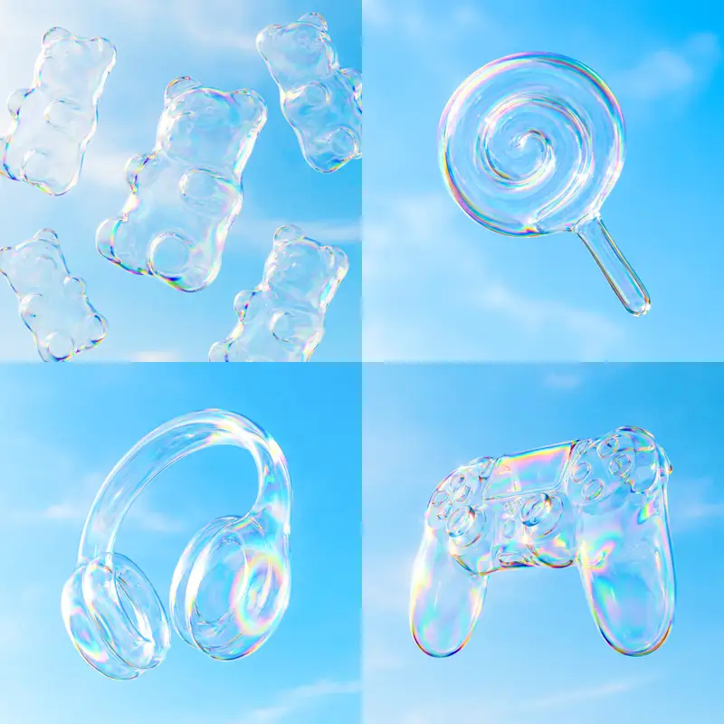 پیش‌نمایش Iridescent Bubble Object Generation
