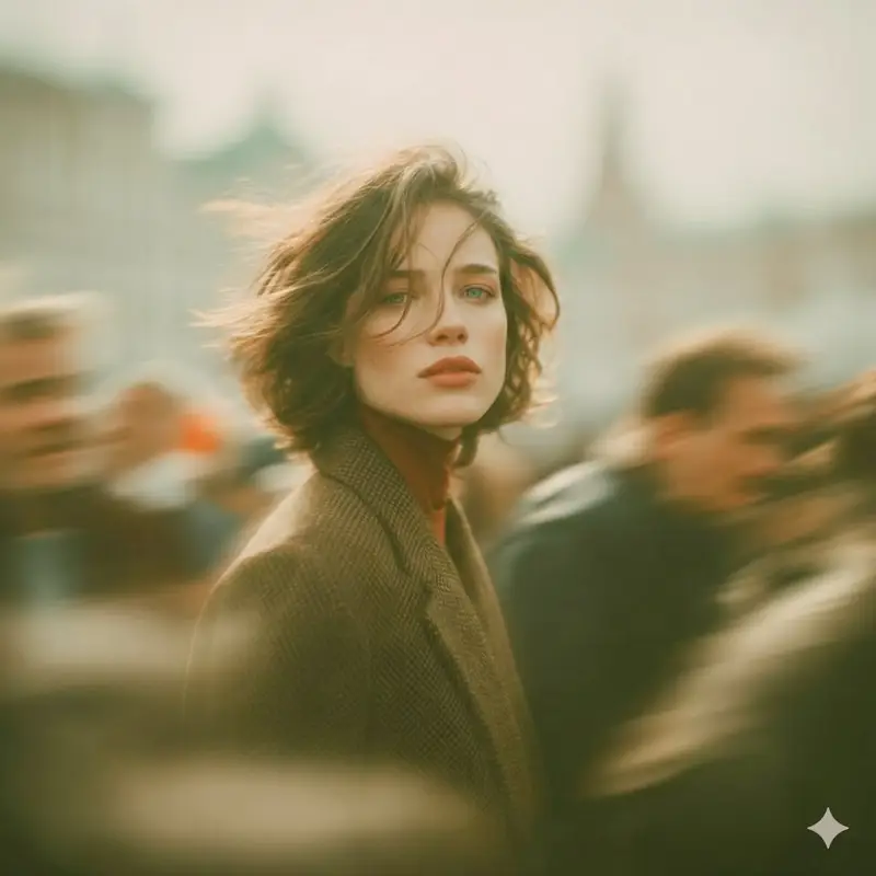 Preview of Cinematic Street Portrait with Motion Blur Prompt