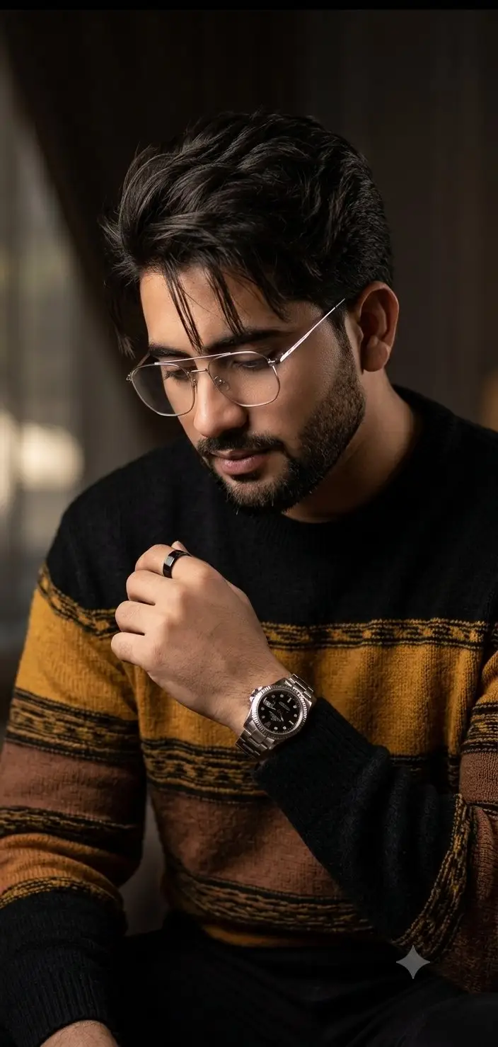 Preview of Editorial Man Portrait with Silver Glasses