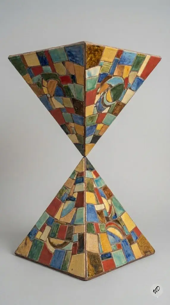 Preview of Conceptual Art Prompt: Upside Down Ceramic Pyramid