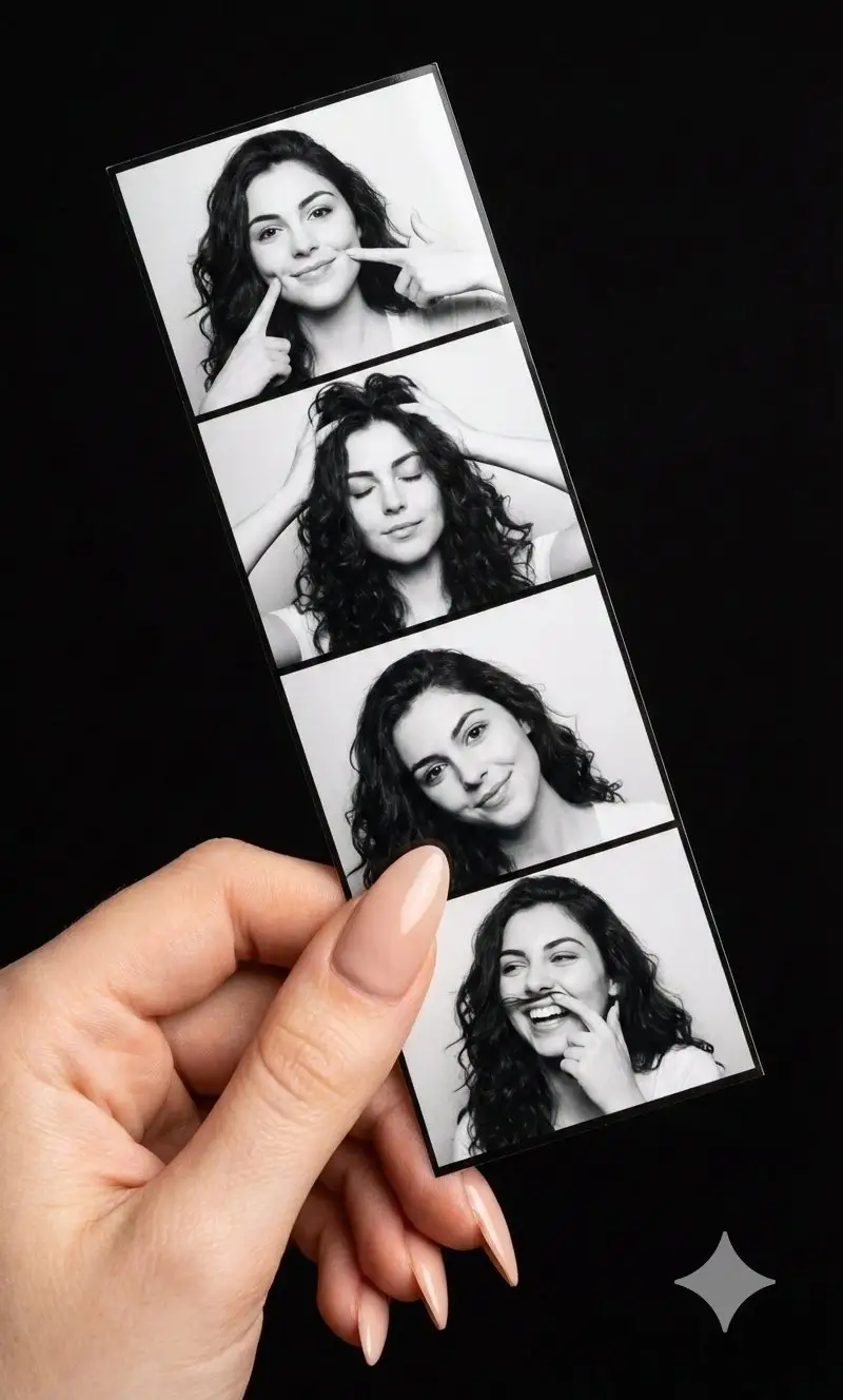 Preview of Black & White Photo Booth Strip with Hand