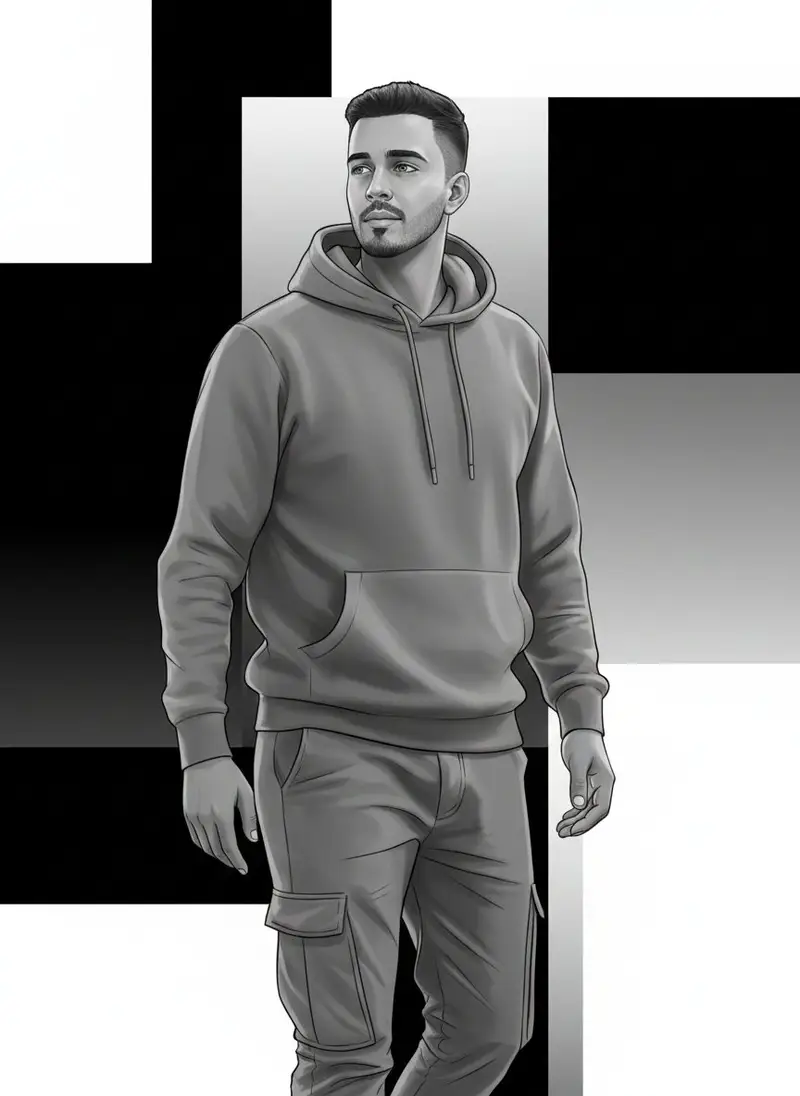 Preview of High-Fashion Monochrome Vector Illustration Prompt