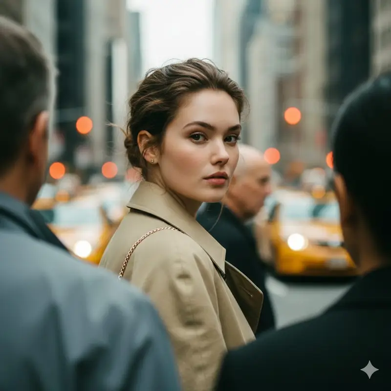 Preview of Photorealistic Candid Street Portrait with Extreme Shallow DOF