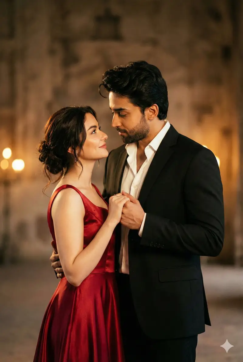 Preview of Cinematic Portrait of Couple in Intimate Embrace