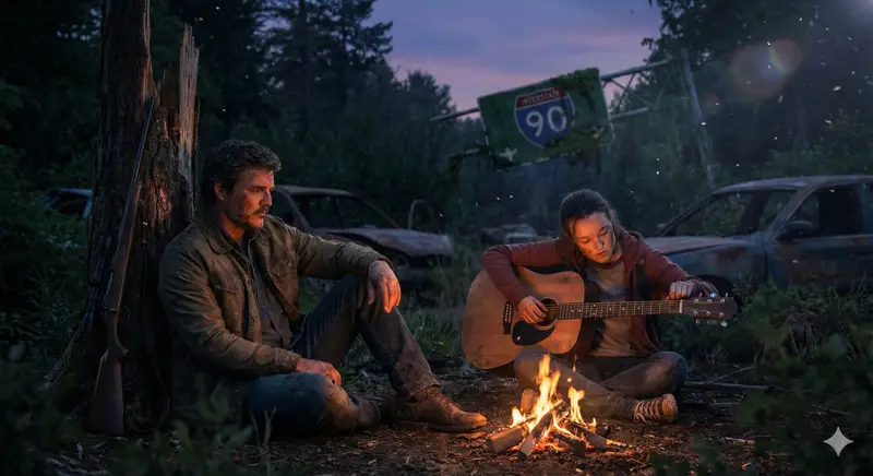 پیش‌نمایش صحنهٔ سینمایی کنار آتش از The Last of Us