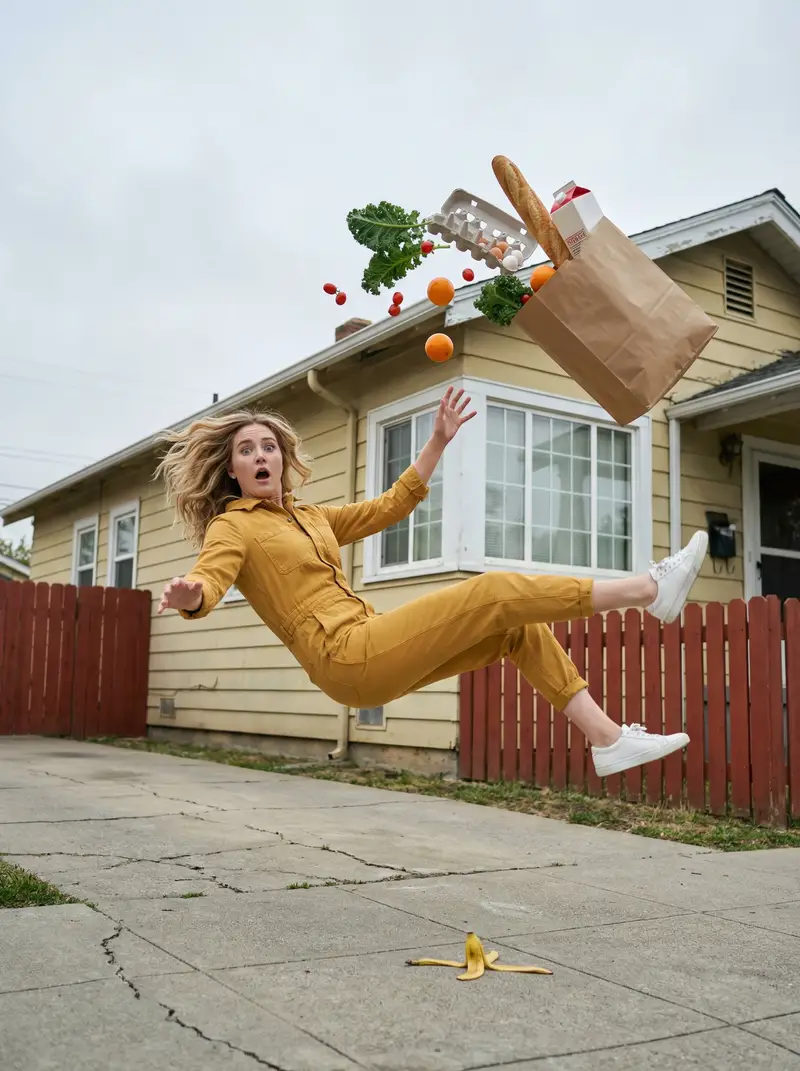 Preview of Surreal Frozen Action Falling Woman Prompt