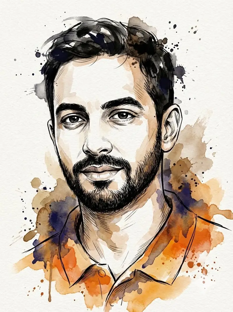 Preview of Digital Splashes-and-Ink Portrait from Photo