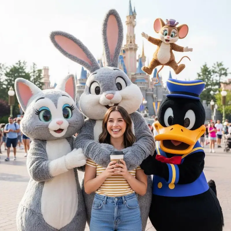 Preview of Magical Theme Park Portrait with Mascot Characters