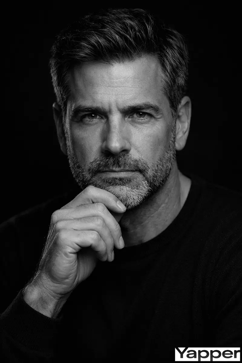 Preview of Fine-Art Cinematic Monochrome Studio Portrait Prompt (Reference Match)
