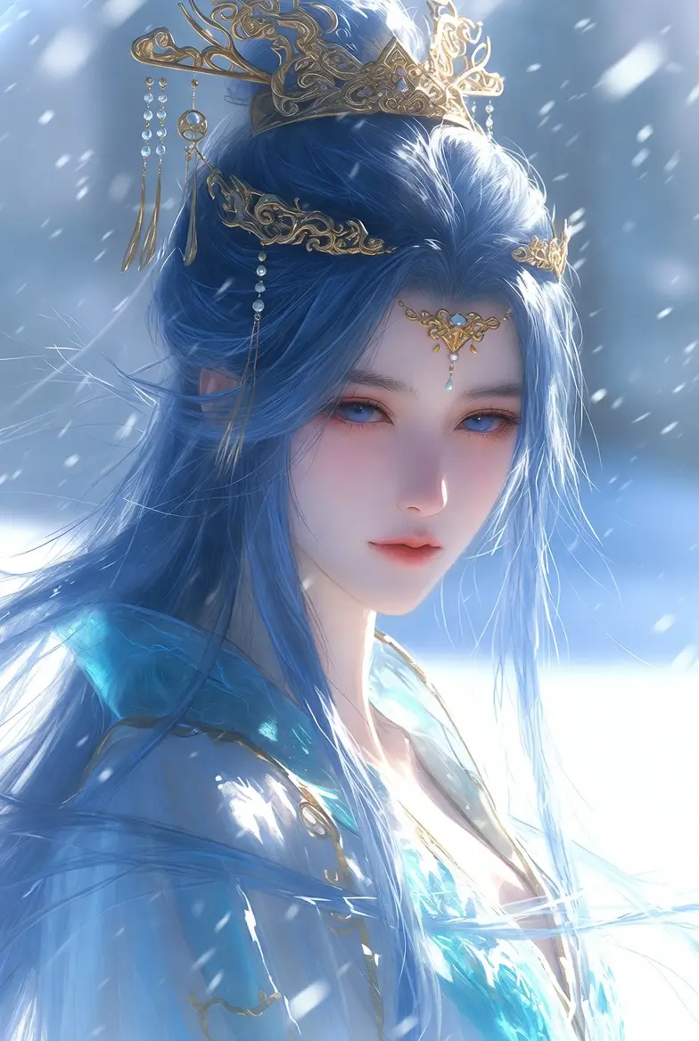 Preview of Detailed Cinematic Wuxia Scene Prompt: Dark Raven vs. Azure Frost