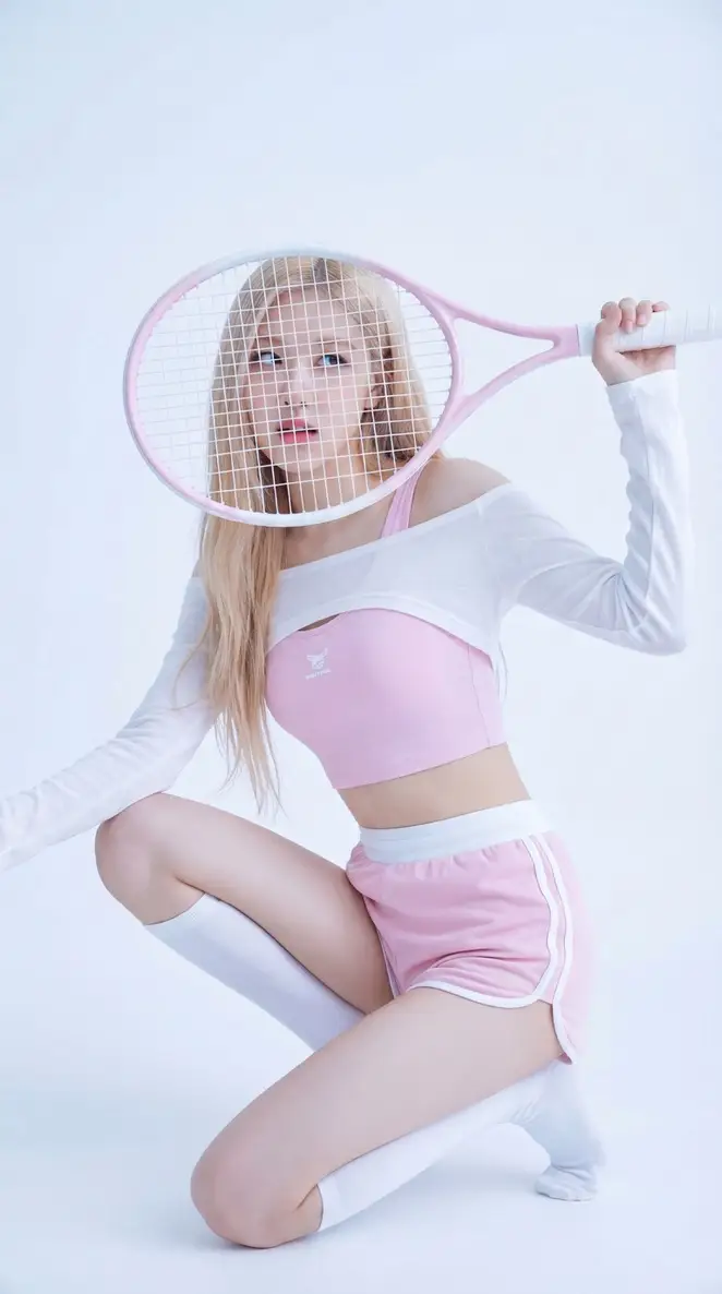 Preview of Rosé Tennis Portrait in Pastel Pink
