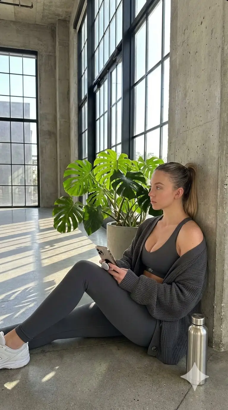 Preview of Candid Post-Workout Shot in Brutalist Architecture