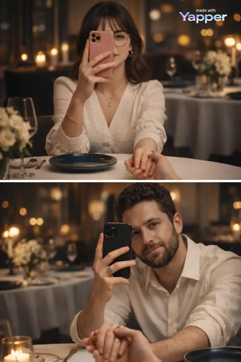 پیش‌نمایش Split-Screen Dinner Date Composition