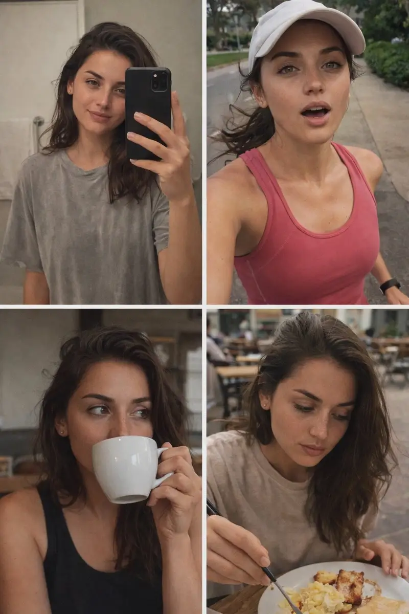 پیش‌نمایش Ana de Armas Daily Routine Grid Prompt (Identity Lock) - Duplicate