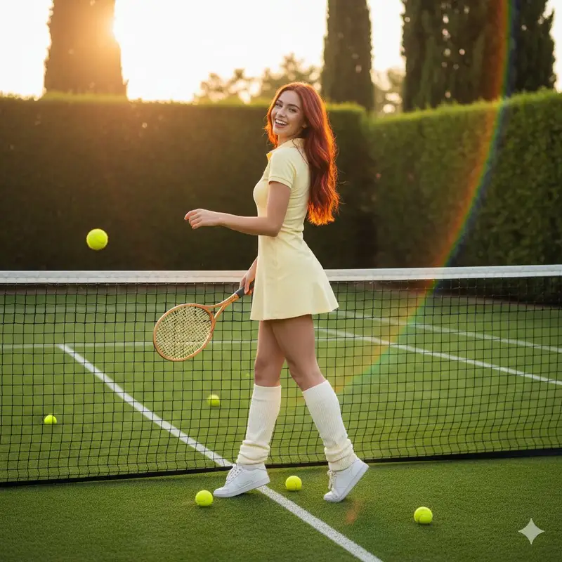 Preview of Golden Hour Tennis Lifestyle Photo Prompt