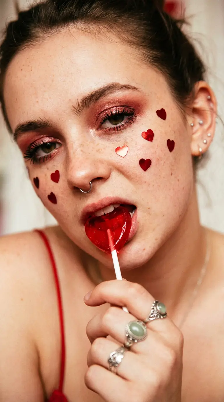Preview of Extreme Close-up Portrait with Soft Grunge and Coquette Aesthetic