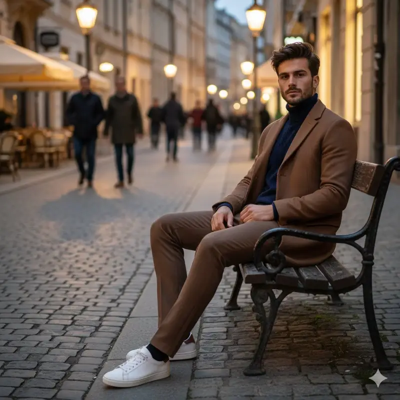 پیش‌نمایش Stylish Man on European Cobblestone Street Prompt