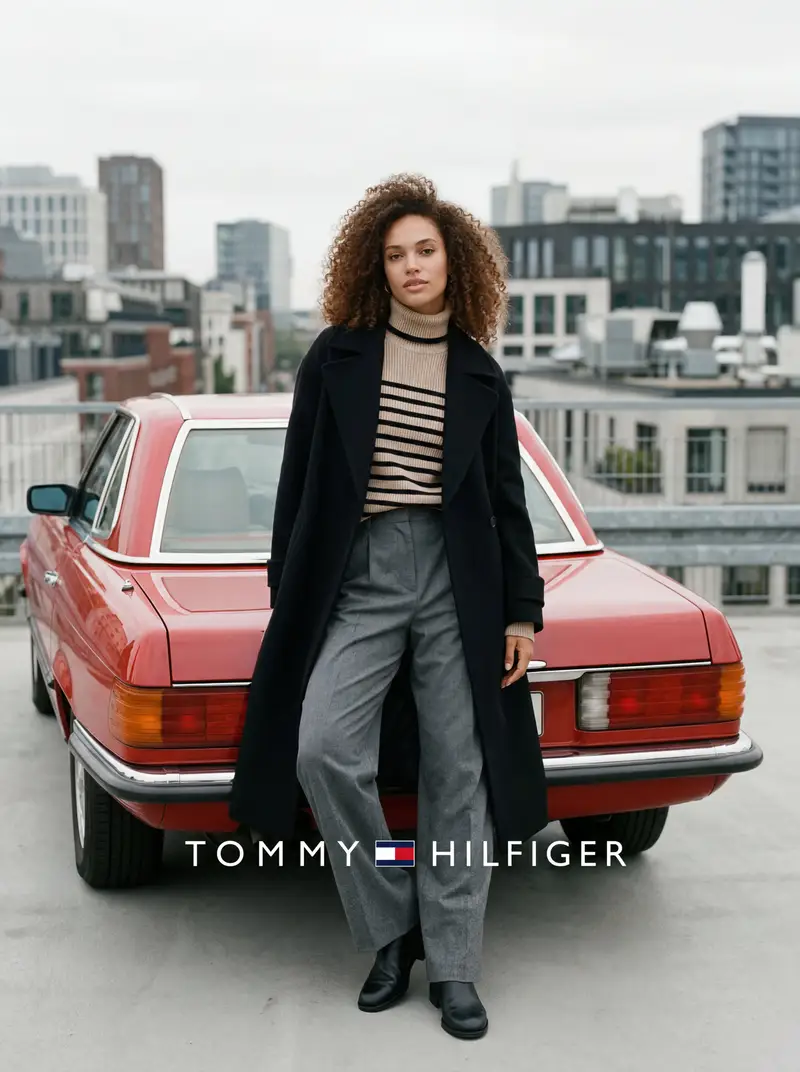 Preview of Fashion advertisement photo with classic car