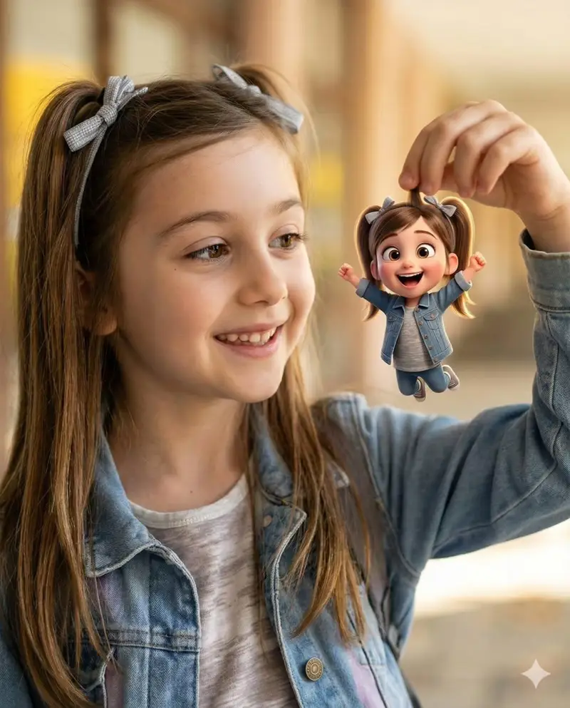 Preview of Whimsical Portrait Blending Realism with Tiny Pixar Character