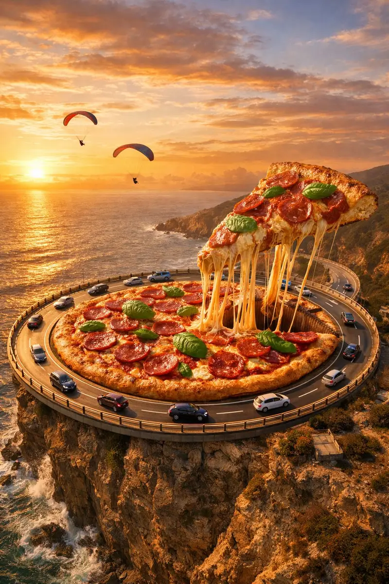 پیش‌نمایش Surreal Food Photography: Pizza Roundabout