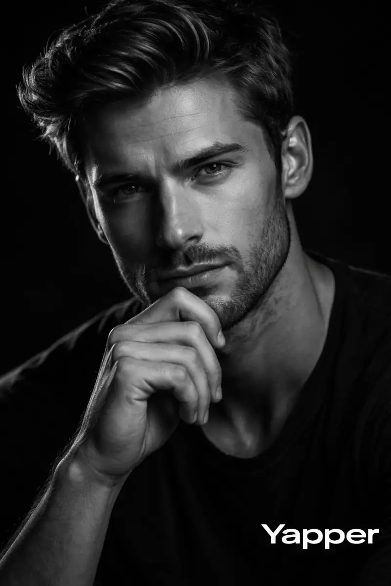 Preview of Cinematic Black and White Portrait with Low-Key Lighting