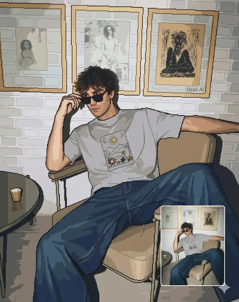 Preview of Pixel Art Portrait of a Stylish Man