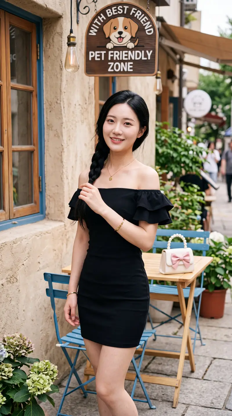 Preview of East Asian Woman at Outdoor Café