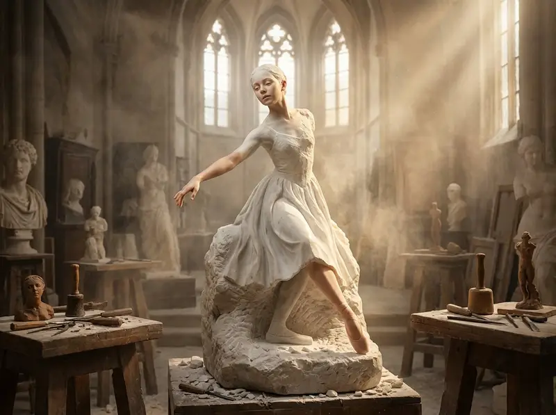 Preview of Sculptor's Awakening Cinematic Scene Prompt