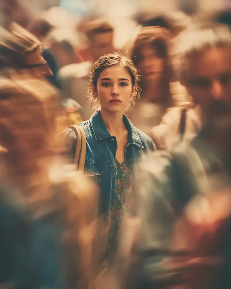 Preview of Cinematic Portrait with Motion Blur Crowd