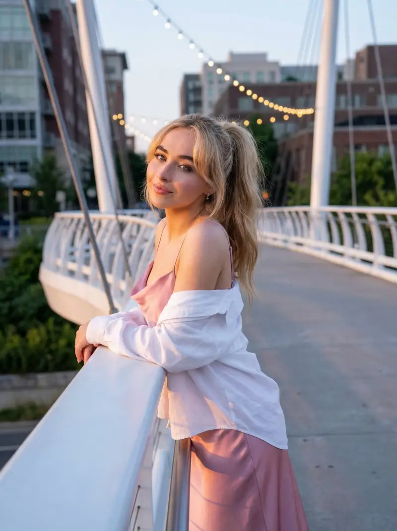 Preview of Trendy Aesthetic Lifestyle Photo on a Bridge