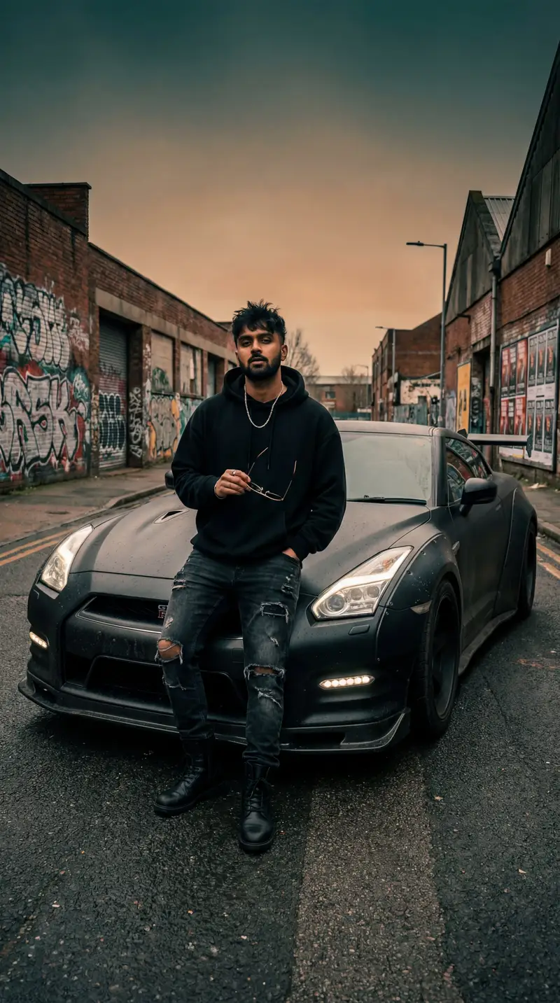 Preview of Grunge Street Photography Portrait with a Sports Car