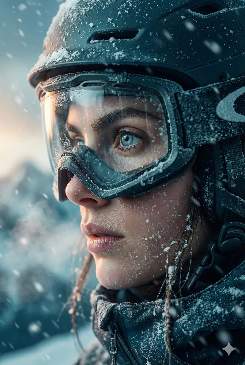 Preview of Cinematic Close-up Portrait Prompt of Winter Sports Athlete