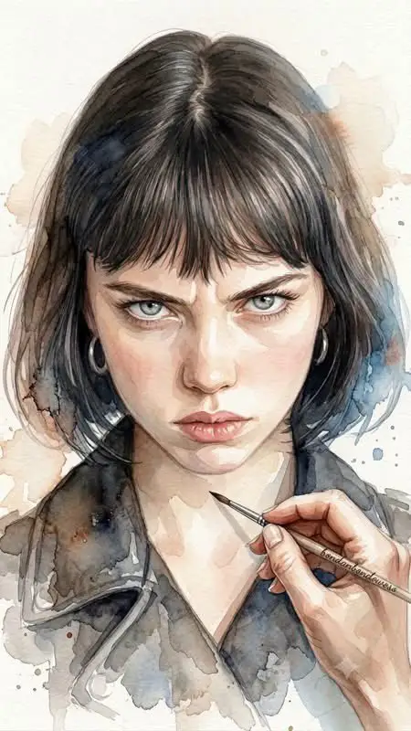 Preview of Detailed Watercolor Portrait Illustration