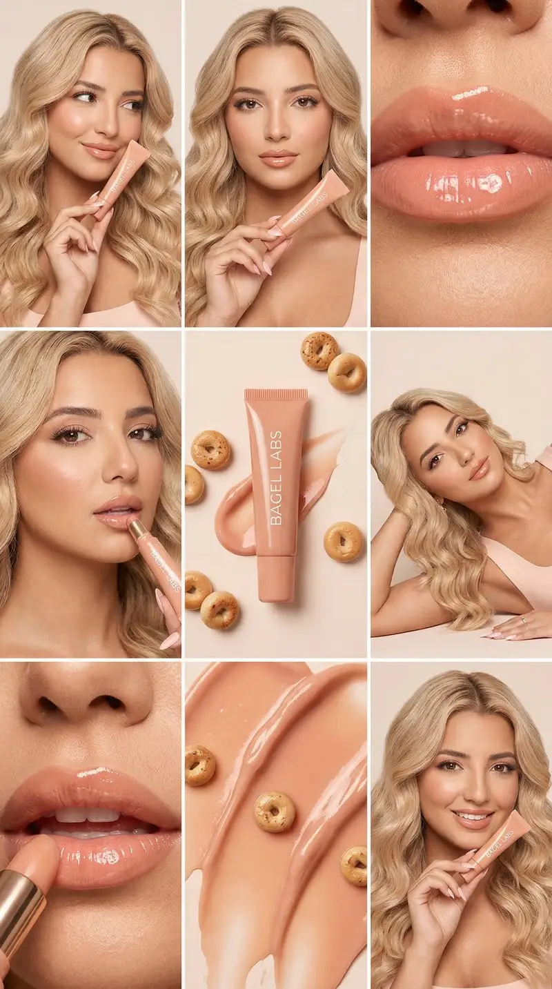 Preview of Luxury Peach Lip Campaign 3x3 Grid