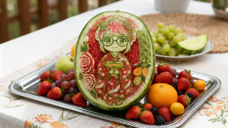 Preview of Photorealistic Watermelon Carving of an Original Character (OC)