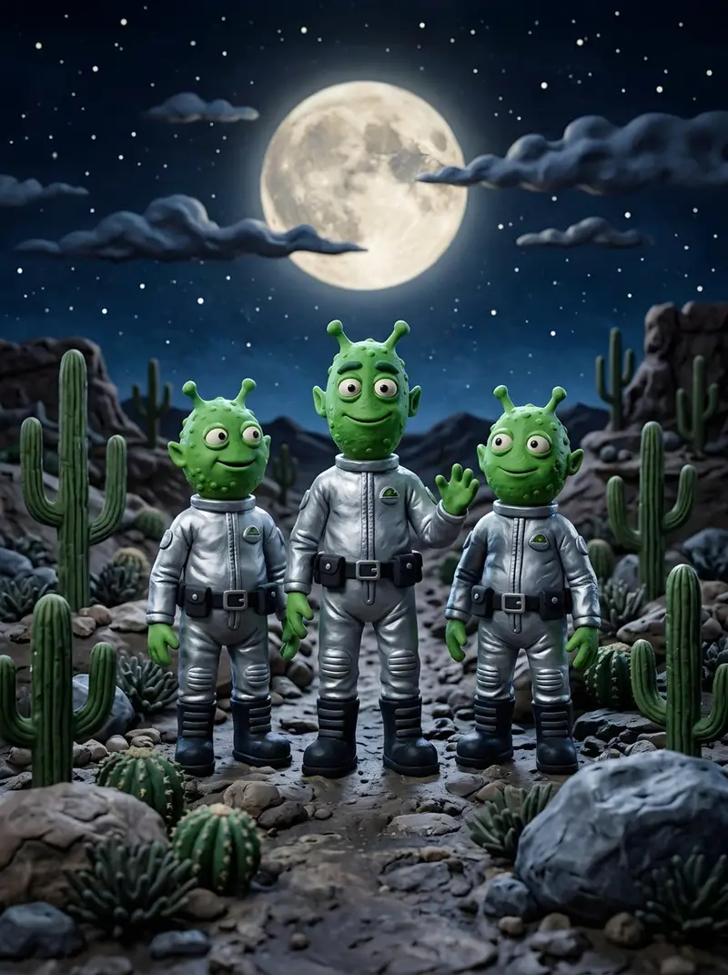 Preview of Claymation Aliens Desert Landscape