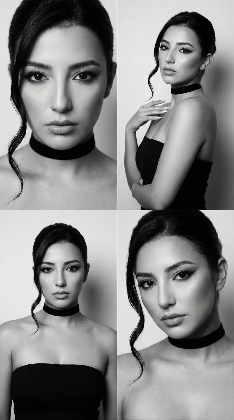 Preview of JSON Prompt for Black and White Fashion Editorial Contact Sheet
