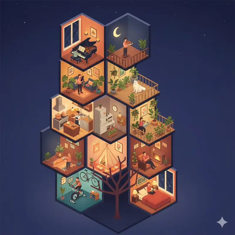 پیش‌نمایش Isometric Cross-Section Illustration of a Floating Modular Apartment Building