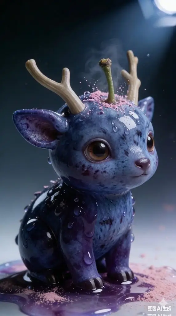 Preview of Kawaii Blueberry Fawn Forest Spirit Macro Photo